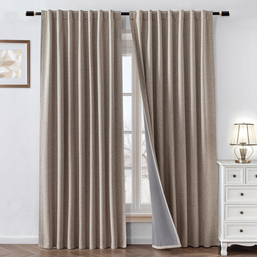 Double-panel blackout long curtains, blackout decorative curtains for bedroom and living room