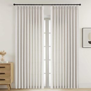 Wide pleated soft-light curtains, double-panel, floor-to-ceiling window and door decoration.