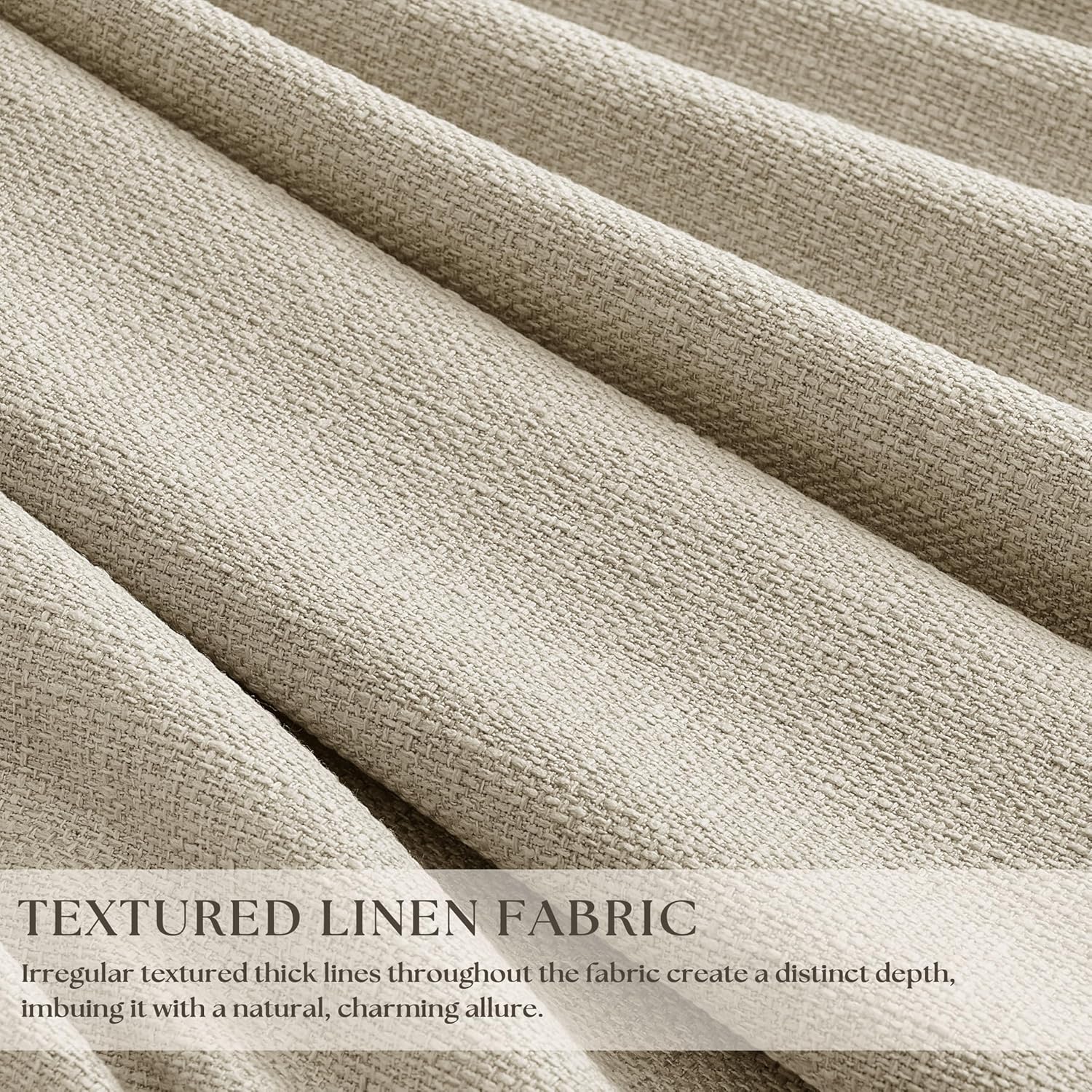 Double-panel beige blackout pleated curtains, bedroom and living room blackout window coverings - Image 2
